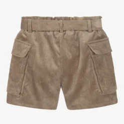 Girls Brown Corduroy Shorts