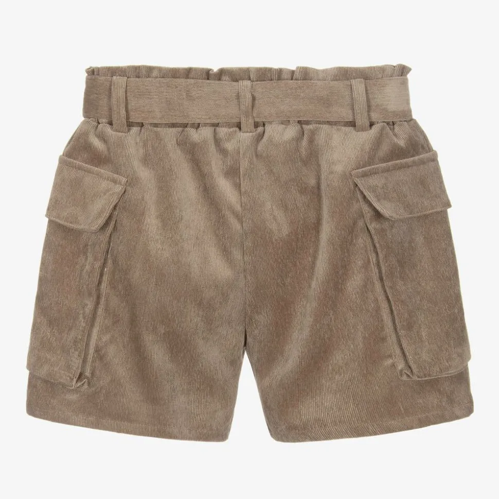 Girls Brown Corduroy Shorts