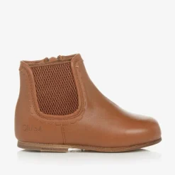 Girls Brown Leather Chelsea Boots