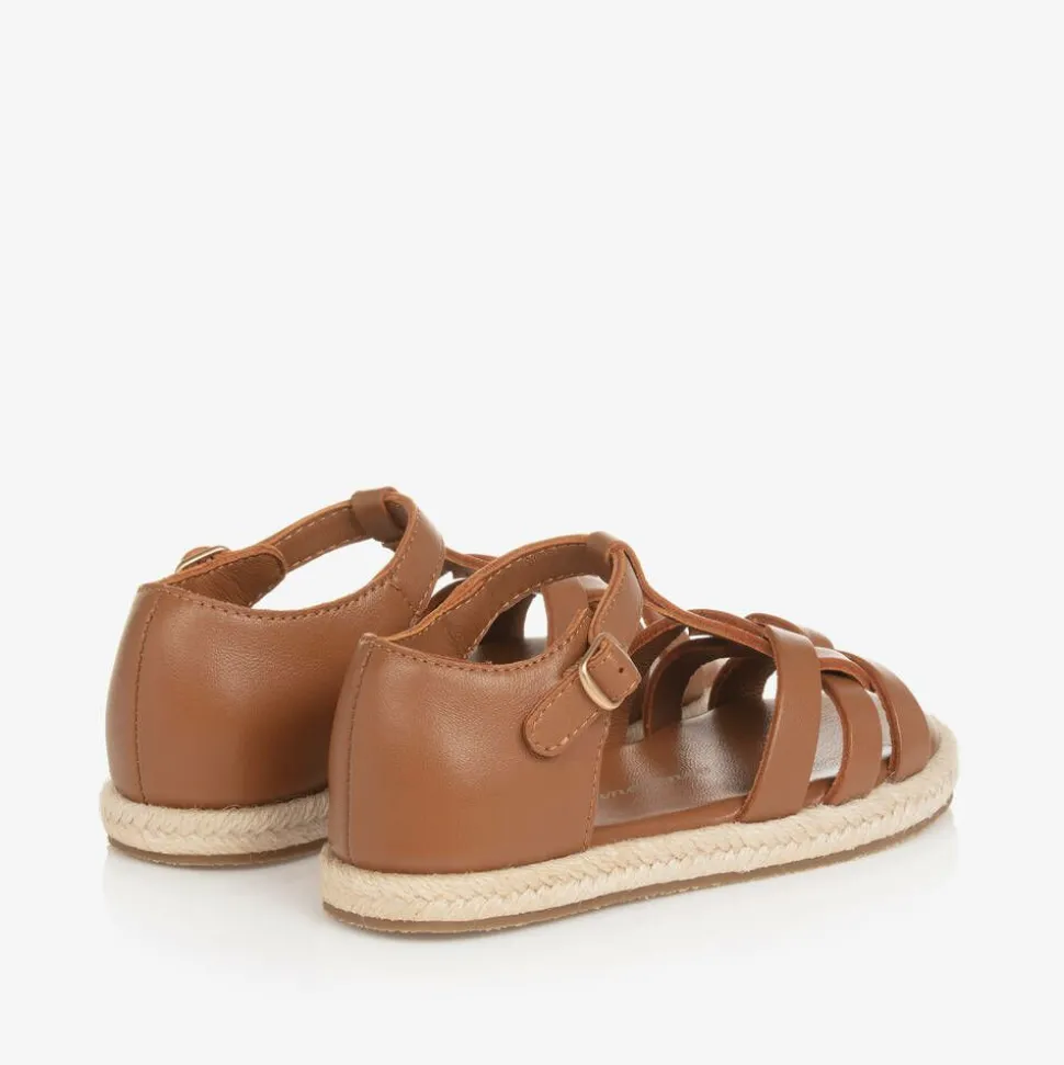 Girls Brown Leather Sandals