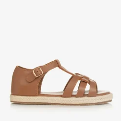 Girls Brown Leather Sandals