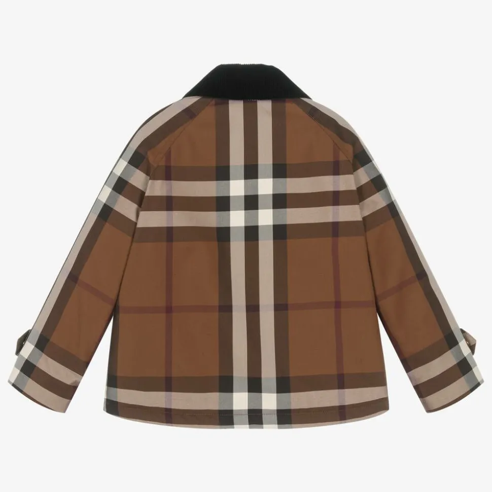 Girls Brown Oversized Check Jacket
