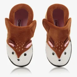 Girls Brown Reindeer Slippers