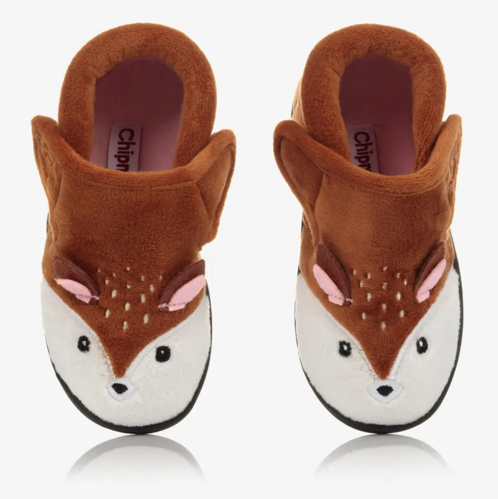 Girls Brown Reindeer Slippers