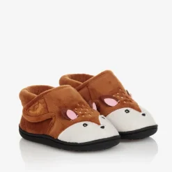 Girls Brown Reindeer Slippers