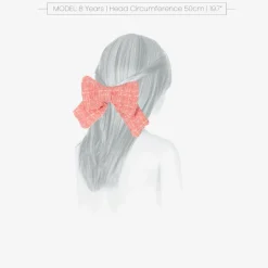 Girls Coral Pink Tweed Bow Hair Clip (14cm)