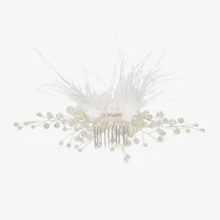 Girls Crystal Bead & Feather Hair Clip