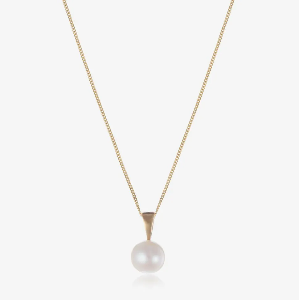 Girls 9ct Gold & Pearl Necklace (36cm)