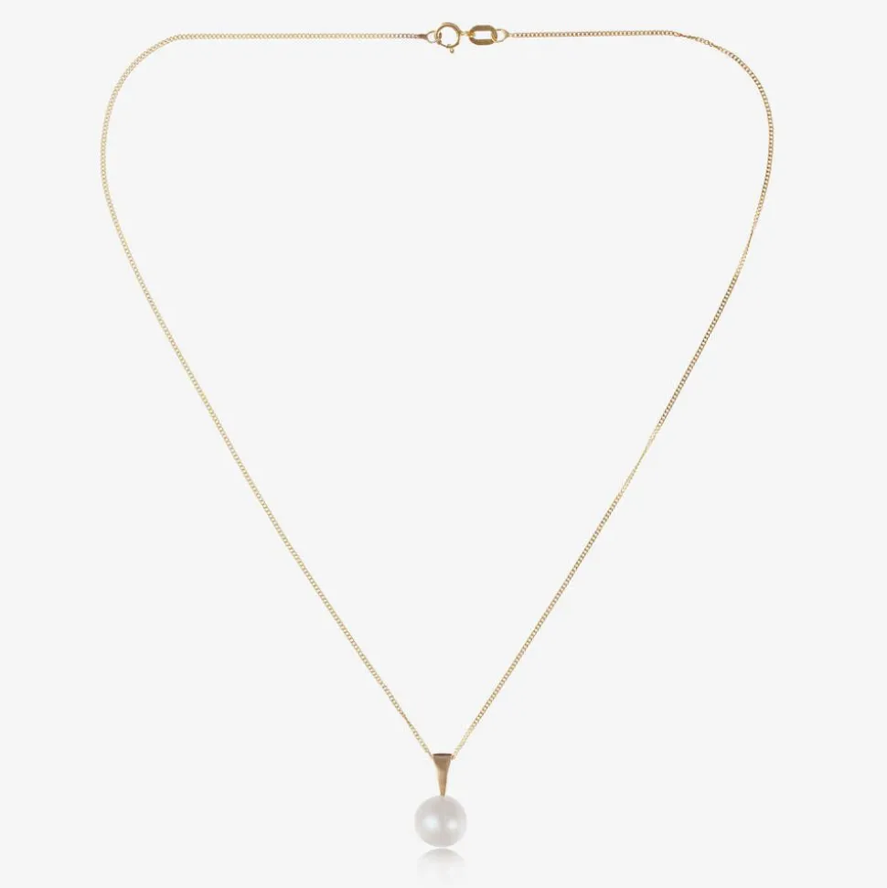 Girls 9ct Gold & Pearl Necklace (36cm)