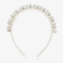 Girls Diamanté & Pearl Ivory Hairband