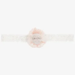 Girls Dusky Pink Glitter Ivory Lace Headband