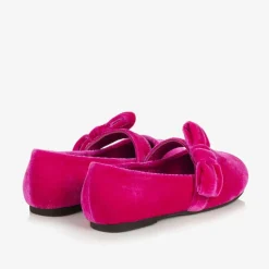 Girls Fuchsia Pink Velvet Shoes