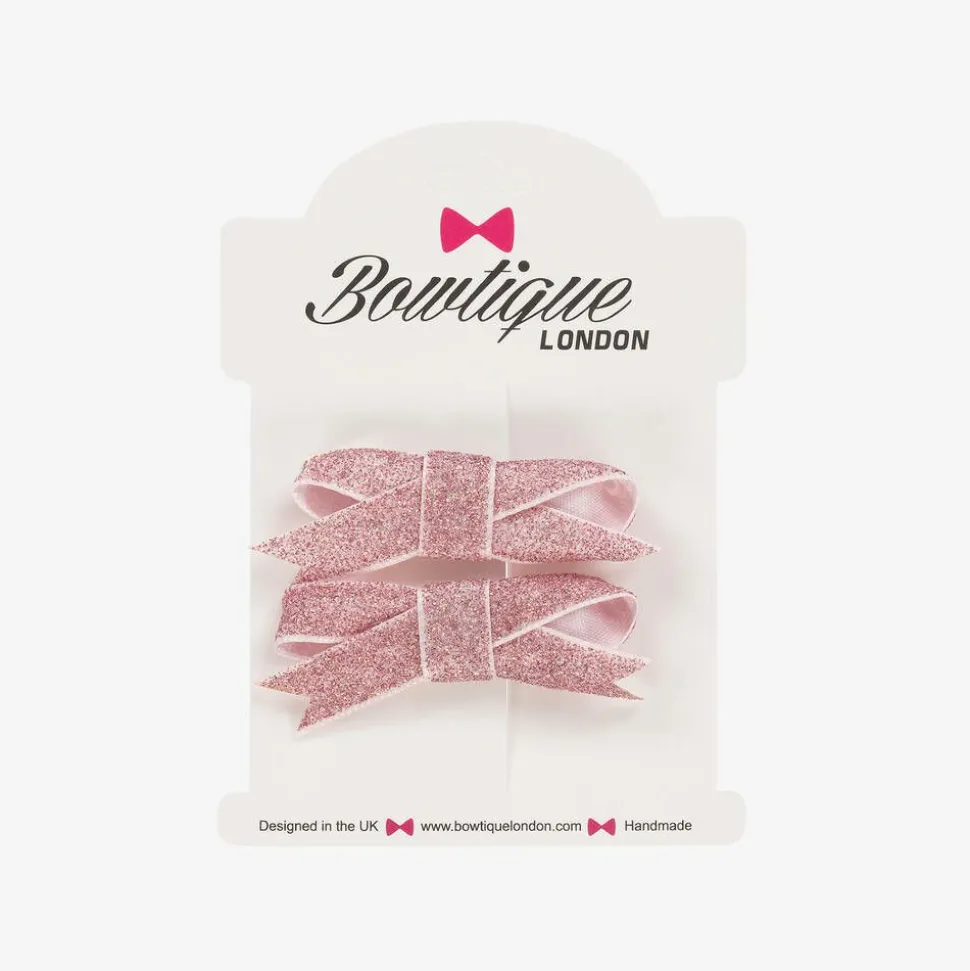 Girls Glittery Pink Hair Clips (2 Pack)