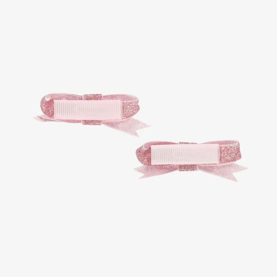 Girls Glittery Pink Hair Clips (2 Pack)