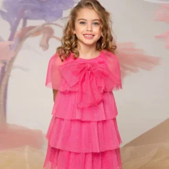 Girls Glittery Pink Tulle Dress