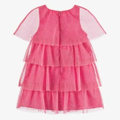 Girls Glittery Pink Tulle Dress