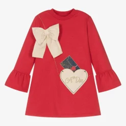 Girls Glittery Red Cotton Handbag Dress