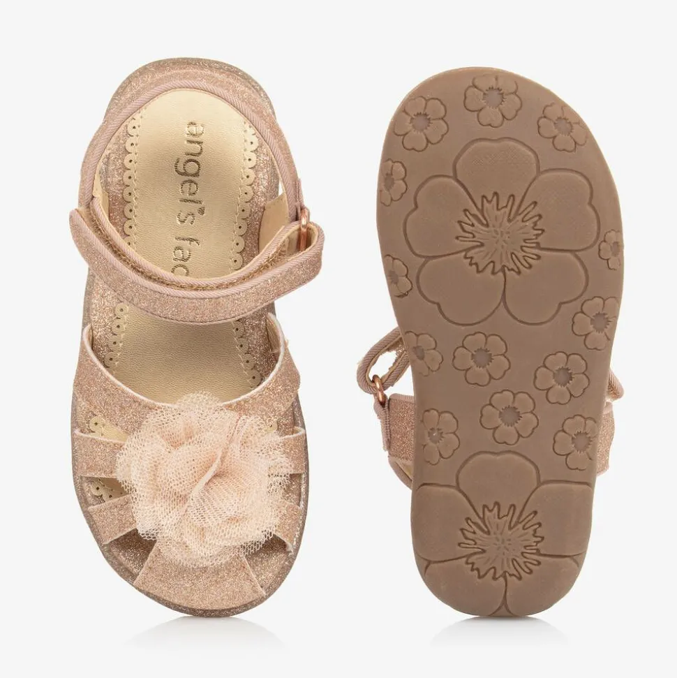 Girls Glittery Rose Gold Sandals