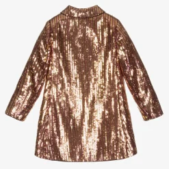 Girls Gold & Pink Sequin Coat