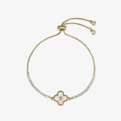 Girls Gold & Ivory Clover Bracelet
