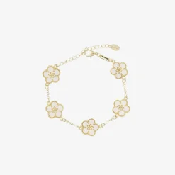 Girls Gold & Ivory Flower Bracelet