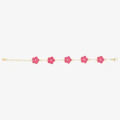 Girls Gold & Pink Flower Bracelet