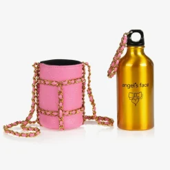 Girls Gold & Pink Water Bottle