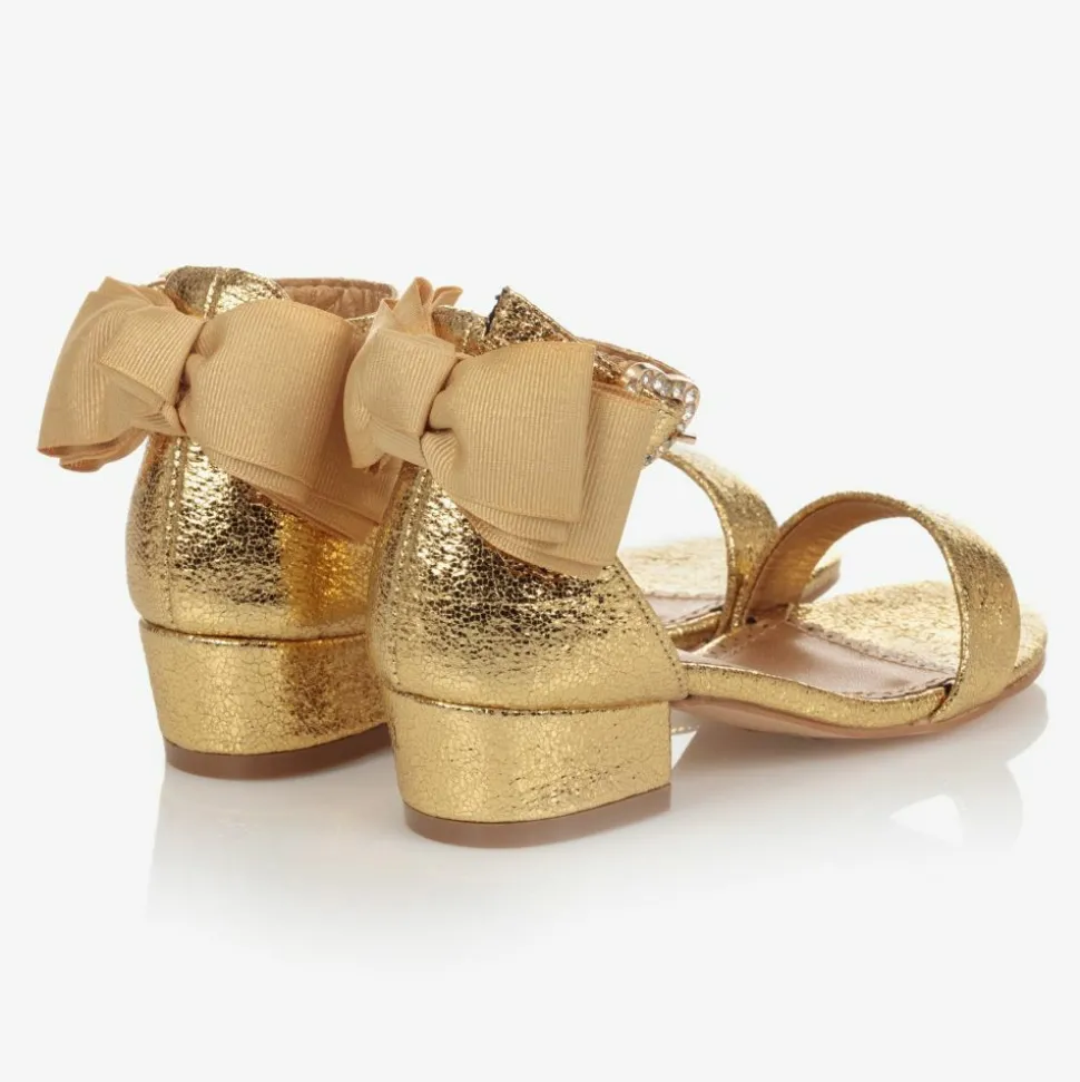 Girls Gold Bow Sandals