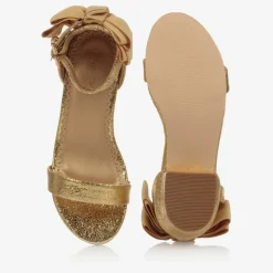 Girls Gold Bow Sandals