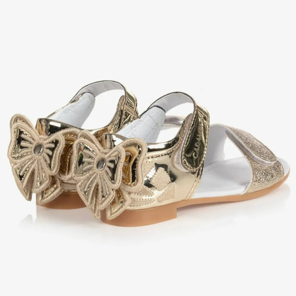 Girls Gold Bow Sandals