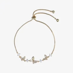 Girls Gold Butterfly Diamanté Bracelet