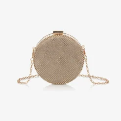 Girls Gold Diamanté Circle Bag (13cm)