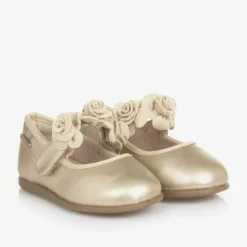 Girls Gold Floral Bar Shoe