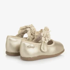 Girls Gold Floral Bar Shoe