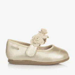 Girls Gold Floral Bar Shoe