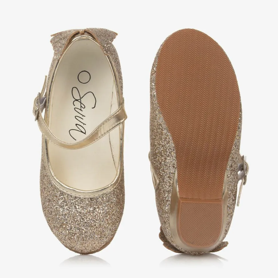 Girls Gold Glitter Butterfly Shoes
