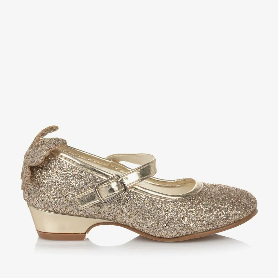 Girls Gold Glitter Butterfly Shoes