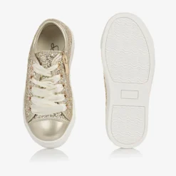 Girls Gold Glitter Lace-Up Trainers