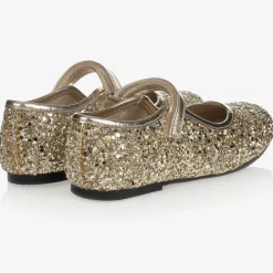 Girls Gold Glitter Shoes