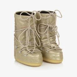 Girls Gold Glitter Snow Boots