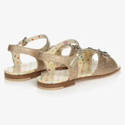 Girls Gold Horsebit Sandals