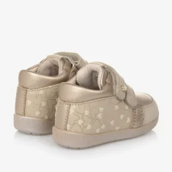 Girls Gold Leather First Walker Trainers