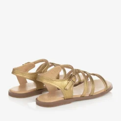 Girls Gold Leather Gladiator Sandals