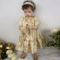 Girls Gold Leather Logo Shoes