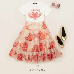 Girls Gold Leather Medusa Pumps