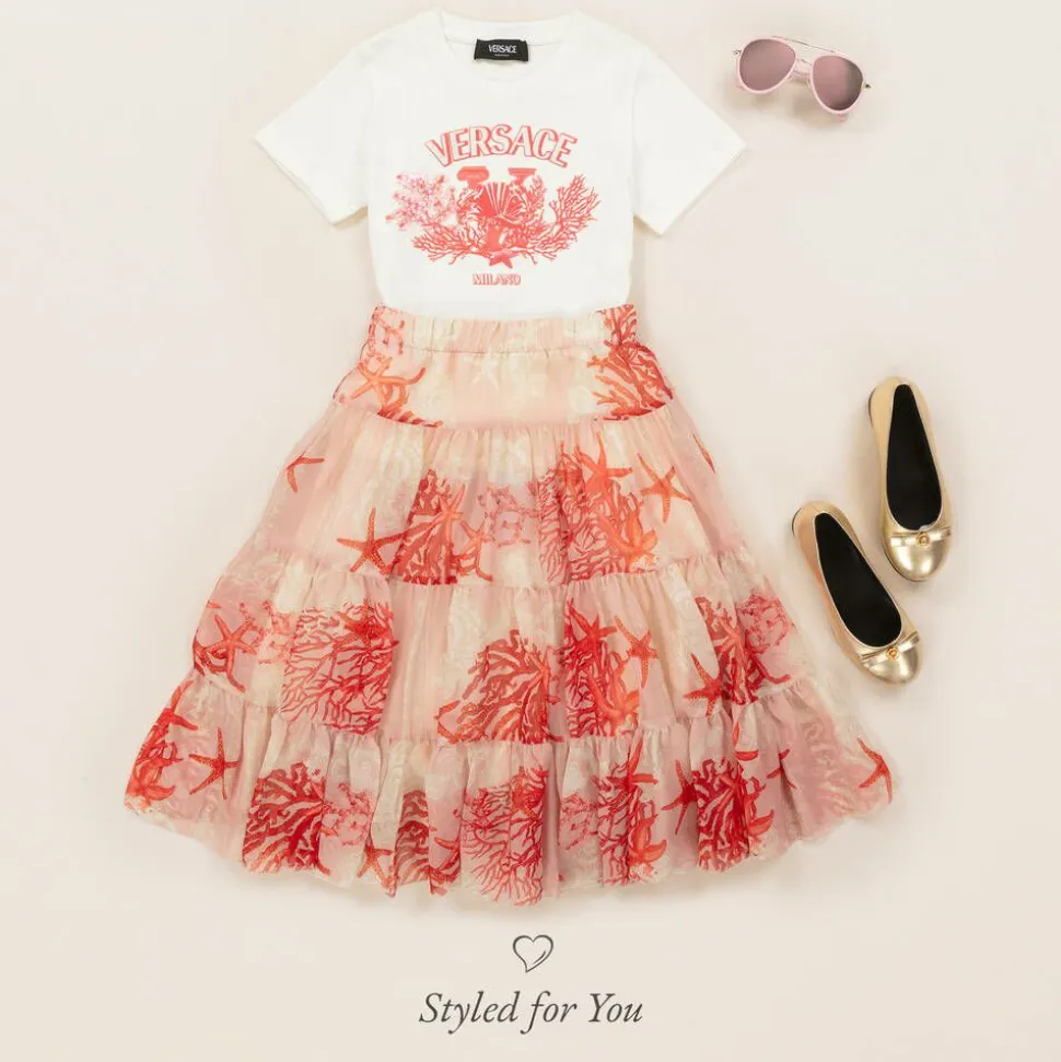 Girls Gold Leather Medusa Pumps