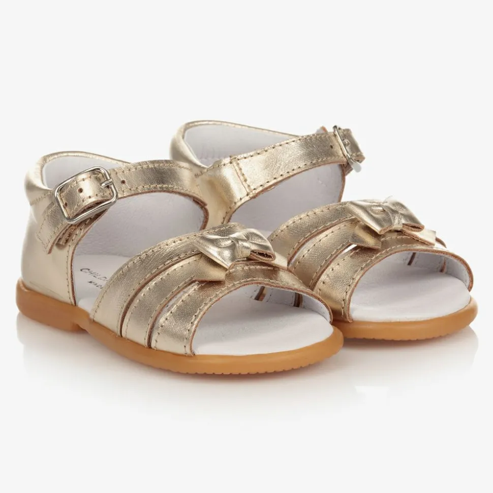Girls Gold Leather Sandals