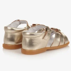 Girls Gold Leather Sandals