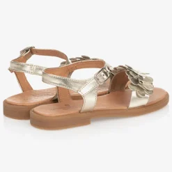 Girls Gold Leather Sandals