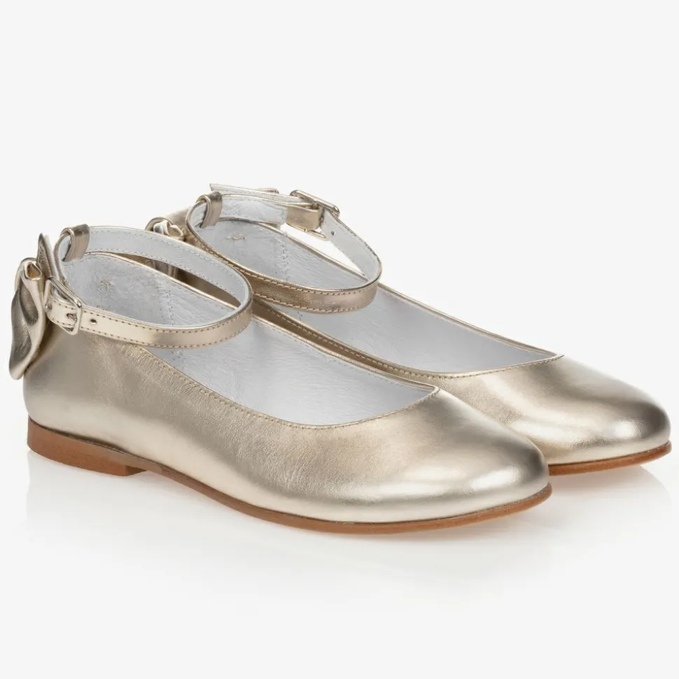 Girls Gold Leather Shoes